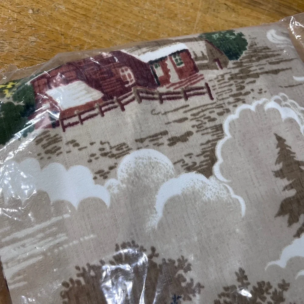 Vtg Emerson Thermal Insulated Curtains Winter Farm Barn Brown 46x63 1 Pair NEW